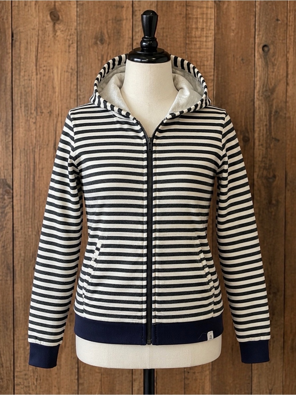 Me & Henry Boys Jacket Striped Zip Up Hoodie Navy Cream 5 6 Preppy Classic